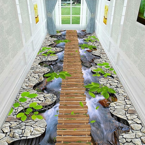 Läuferteppich mit 3D-Optik, 2D-Flachdruck, geeignet für Wohnzimmer, Schlafzimmer, Flur, Korridor, individuell gestaltbar, rutschfest, für Küche und Eingangsbereich. Image