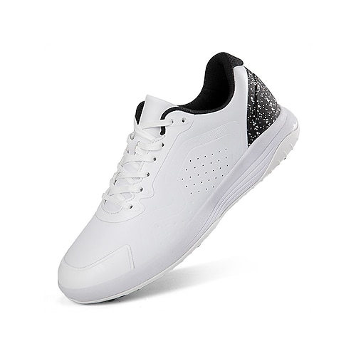 Weiße Herren-Golfschuhe, atmungsaktives Mesh-Obermaterial, gepolsterte Sohle, rutschfest, bequemes Schuhwerk zum Golfen Image