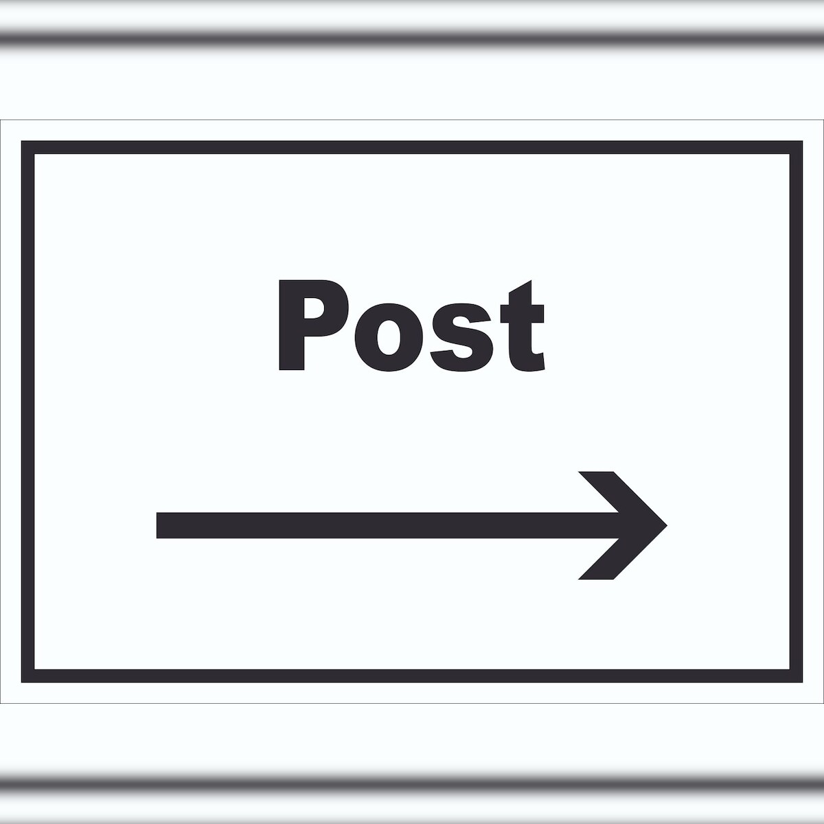 HB-Druck Post Schild mit Text und Richtungspfeil rechts Annahme Brief Paket waagerecht A0 (841x1189mm) Image