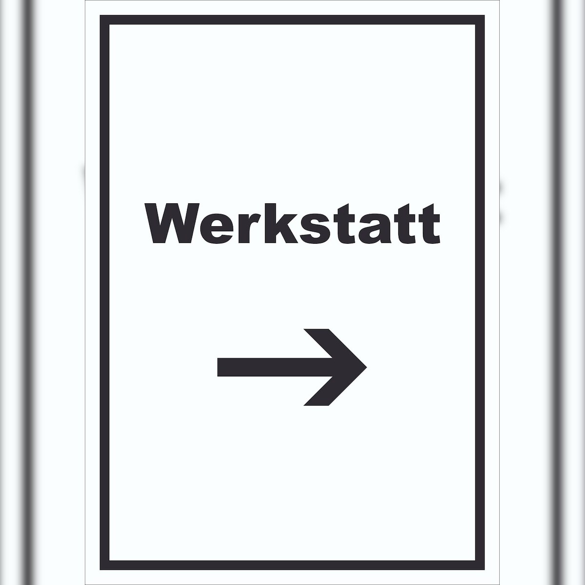HB-Druck Werkstatt Schild mit Text Richtungspfeil rechts Handwerk Reparatur hochkant A1 (594x841mm) Image