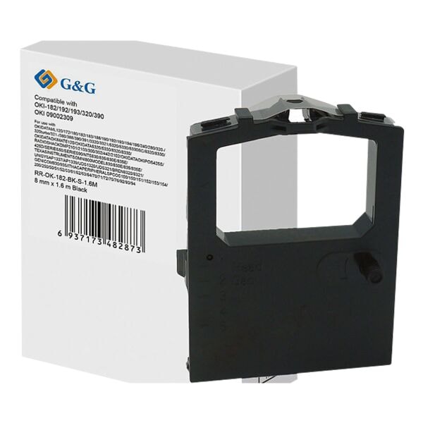 G&G Farbband ersetzt OkI 09002309 schwarz 8 mm x 1,6 m schwarz, 0.8 cm Image