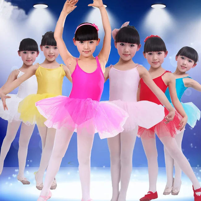 Vestito da balletto per ragazze per bambini Abbigliamento da ballo per ragazza Costumi da balletto per bambini Per ragazze Body da ballo Ragazza Dancewear 6 colori Nuovo