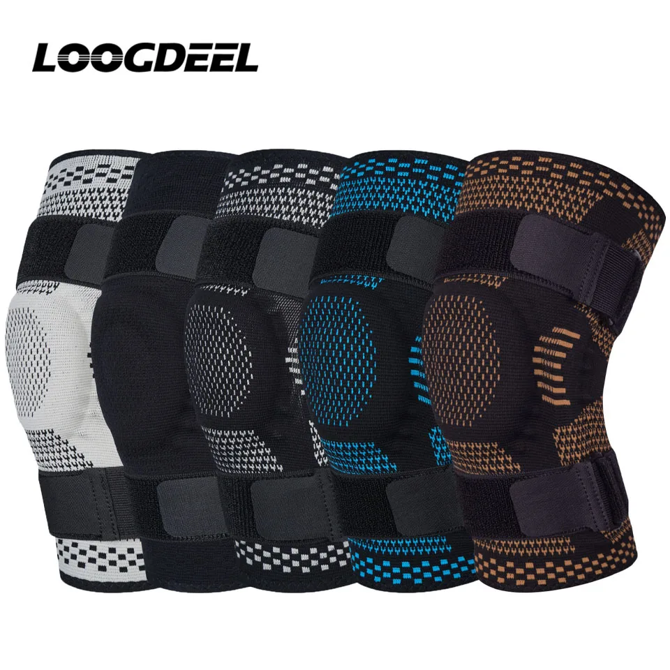 LOOGDEEL Ginocchiera sportiva Gel rotuleo Supporto per ginocchio Manicotto di compressione Dolore al ginocchio Menisco Strappo Recupero da infortuni con stabilizzatori laterali
