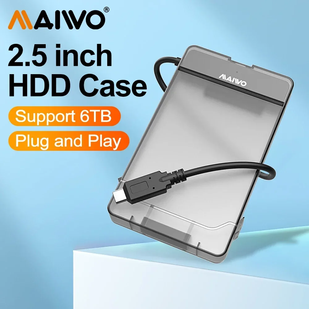 MAIWO 2,5'' HDD-Gehäuse Typ C USB3.0 Externes Festplattengehäuse 5 Gbit/s HDD SSD Festplattengehäuse Unterstützung UASP für PC Laptop Image