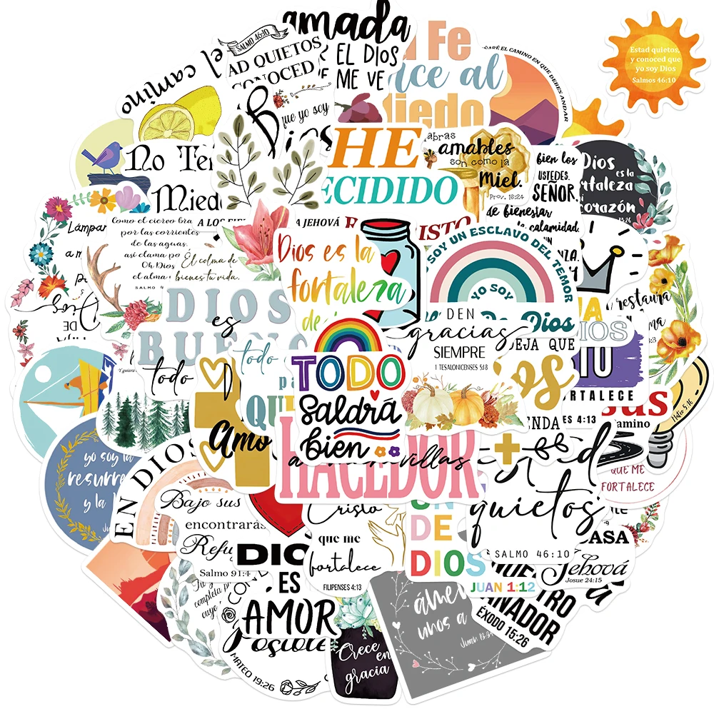 50 stücke spanischen Stil Jesus Christen Religion Sprüche Aufkleber Skateboard Koffer Graffiti Gepäck DIY Bibel Aufkleber Image