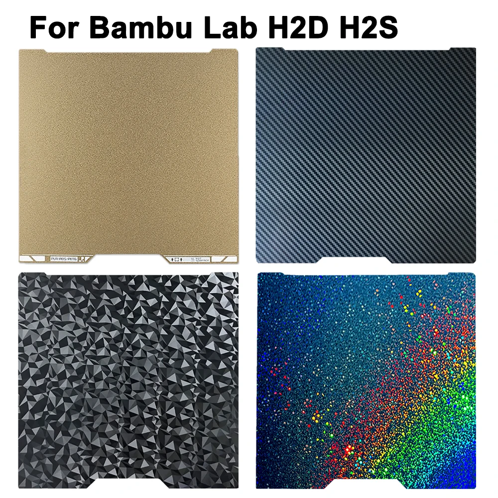 Für Bambu Lab H2S PEI Bauplatte PEO PET Carbon Fiber PEY Federstahlblech für Bambulab H2D PEI Blatt H2S beheiztes Bettteil Image