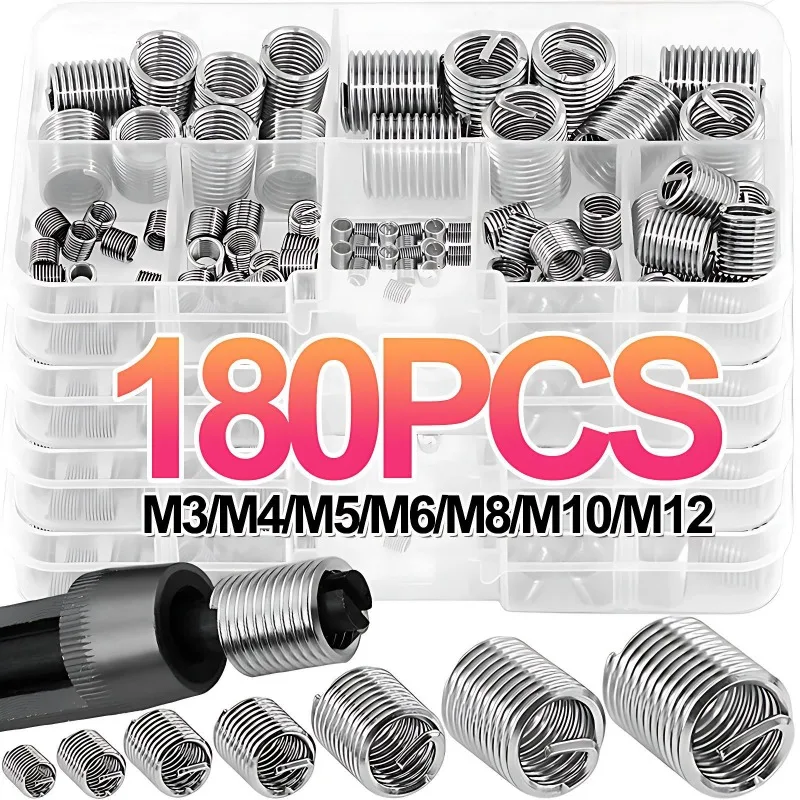 M3-M12 Edelstahl-Gewindeeinsatz, Spiralgewinde-Reparatursatz, Schraube, gewickelter Draht, Spiralgewinde, Reparaturmuttern, Schraube, Buchse, Hülse Image