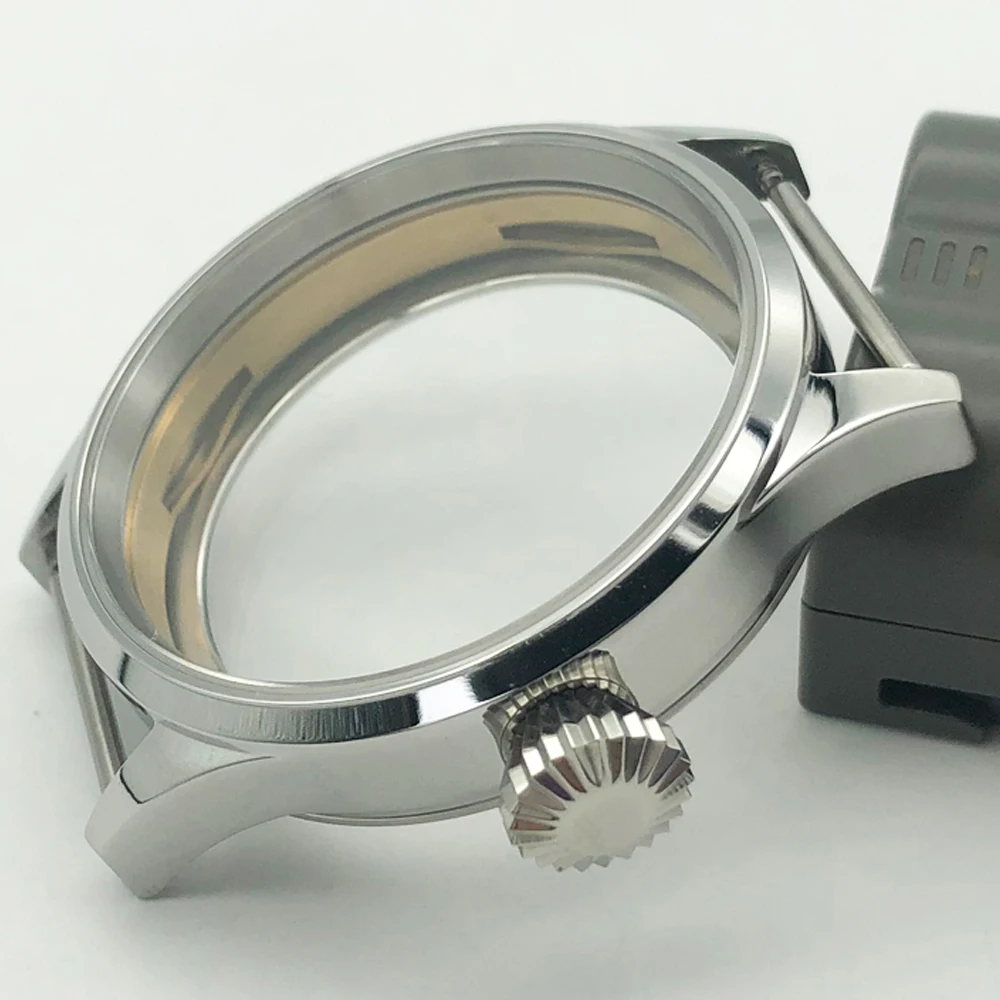 43 mm Edelstahlgehäuse, Saphirglas, Uhrenteile, passend für ETA6497/6498 ST3600/3620 Uhrwerk, Schwarz und Silber Image