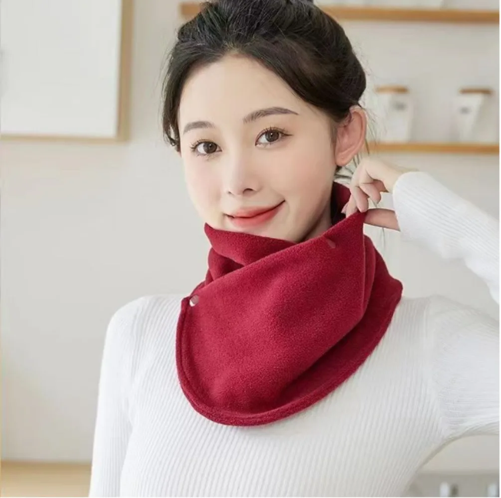 Winterverdickter, flauschiger Nackenwärmer mit Doppelknöpfen zum Radfahren, Wind- und Kälteschutz, vielseitiger Schal Image