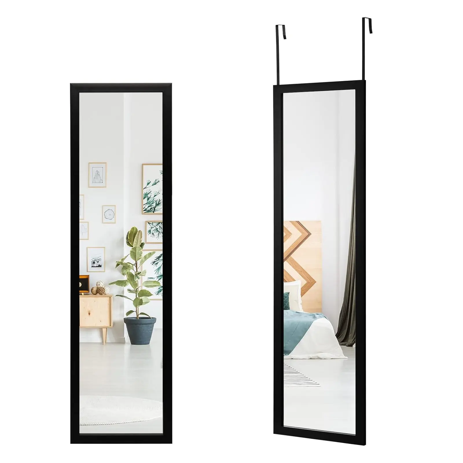 Ganzkörperspiegel, 33 x 120 cm, 2-in-1-Wandspiegel und Türspiegel, Hängespiegel für Kleiderschrank, Schlafzimmer, Wohnzimmer