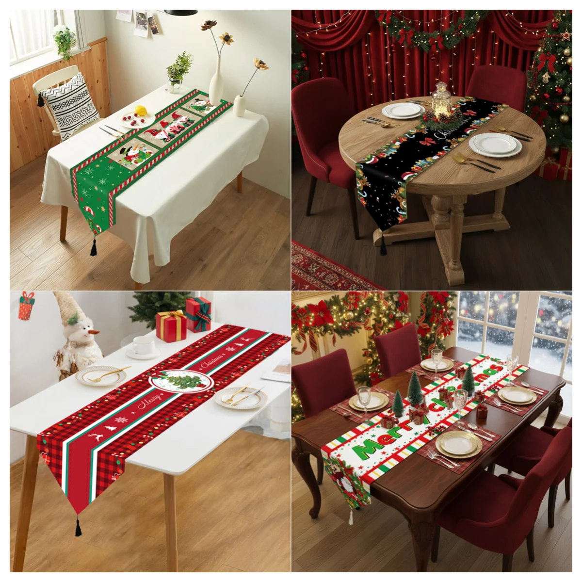 Vintage Weihnachten Tischläufer Retro Weihnachtsmann Tischdecke Weihnachtsdekorationen für Zuhause 2025, Neujahr, Weihnachten, Geburtstagsgeschenke Image