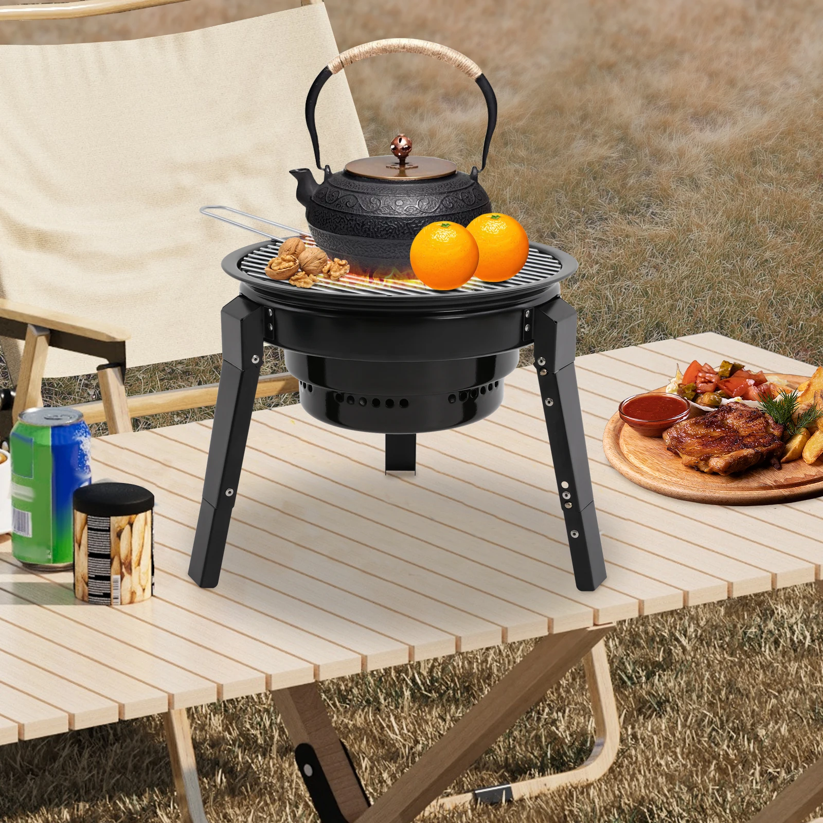 Portable Charcoal Grills, BBQ Grill Barrel, Portable Barbecue Grill For Zum Heizen, Grillen, Tee Cooking Am Herd, BBQ Grill Image