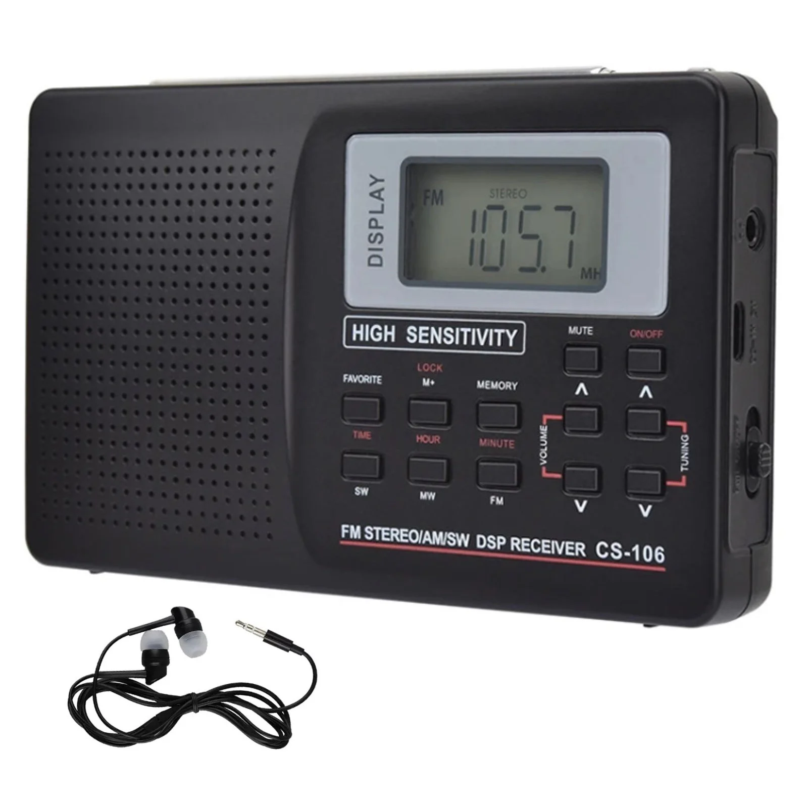 Multiband-Digital-Stereoradio, tragbar, FM/AM/SW/MW/TV, Vollfrequenz-Bandempfänger, tragbares LCD-Display, Radio mit Uhr und Alarm