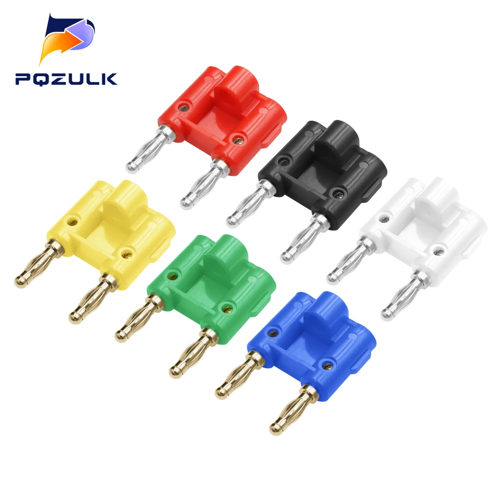 2/5pcs vergoldete zweireihige 4mm Bananen stecker Kabelst ecker 4mm Dual Banana Audio Lautsprecher Schraube Kreuz stecker Kabel klemmen Image