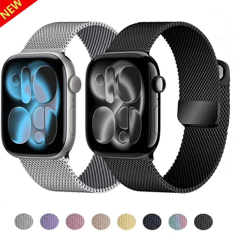 Milanaise-Loop-Band für Apple Watch Ultra 9 8 7 6 5 SE 45 mm 49 mm 44 mm/41 mm/40 mm Metall-Magnetarmband iWatch 11 10 46 mm 42 mm Band Image