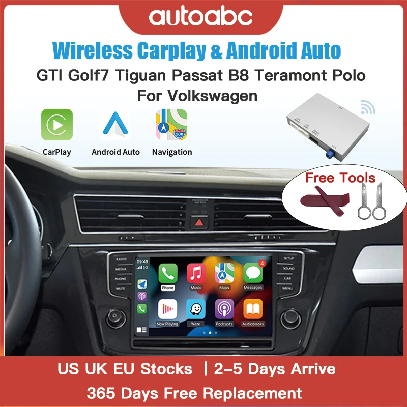 Drahtloses Carplay Android Auto-Automodul für Volkswagen Skoda Octavia Golf 7 Polo Passat 8 mit MIB MIB2, unterstützt Kamera Airplay Image