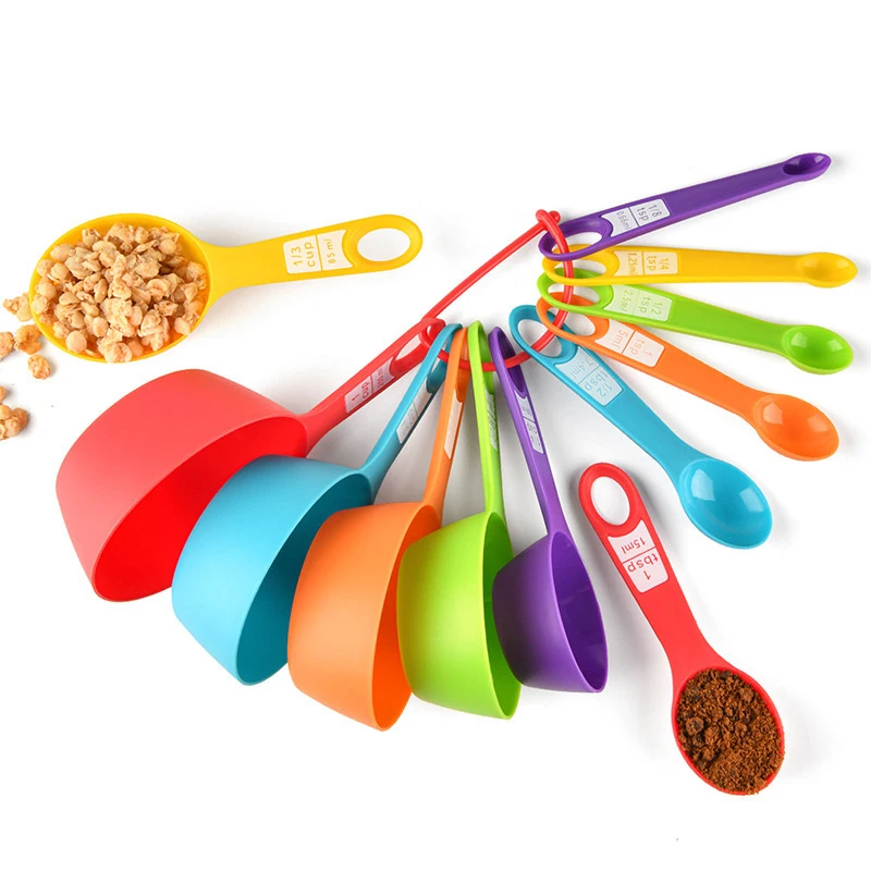 12 stücke Backen Werkzeuge Küche Messlöffel Set Kunststoff Messbecher Mit Skala Mess Milch Kaffee Löffel Küche Gadgets Image