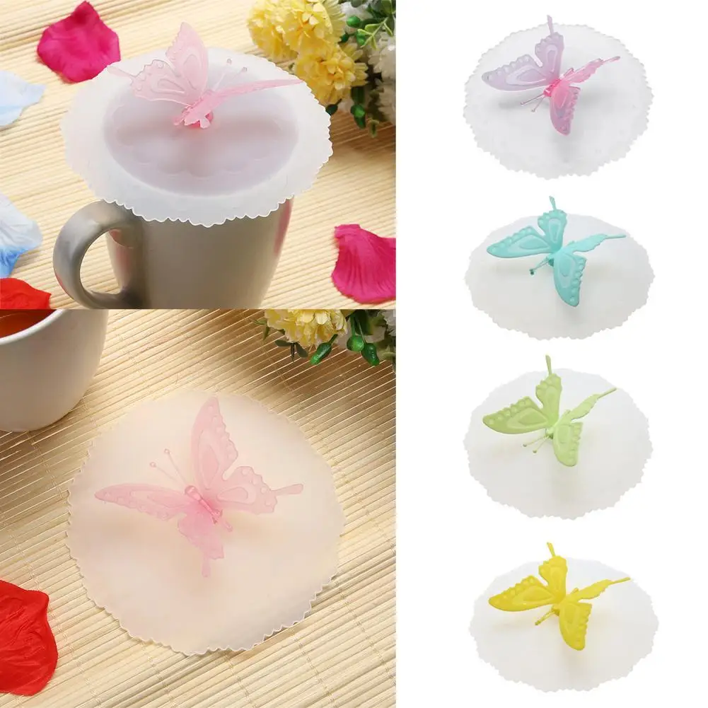 Cute Butterfly Silicone Cup Lids Anti-dust Leakproof Mugs Cover Image