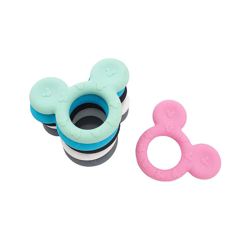 Chenkai 10PCS Silikon Beißring Glättung Cartoon Schnuller Für Baby Sensorischen Pflege Halskette Armband Schmuck Zubehör Image