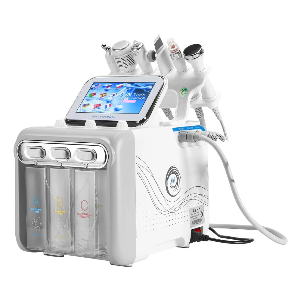 6 in 1 H2-O2 Hydro Dermabrasion RF Bio-Lifting Spa Facial Hydro Facial Mikrodermabrasion Maschine Wasserdermabrasion Schönheitsmaschine Image