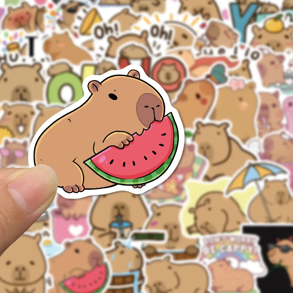 50PCS Cartoon Nette Capybara PVC Graffiti Aufkleber Sammelalbum Laptop Telefon Gepäck Tagebuch Wasserdichte Aufkleber Spielzeug Image