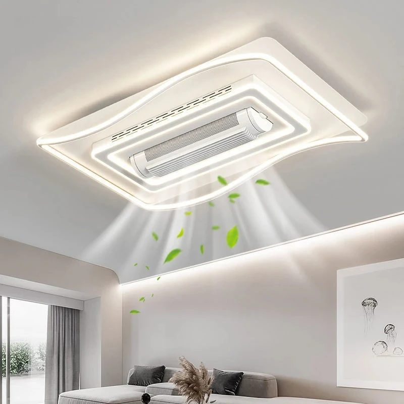 Flügellose Ventilatorlampe im neuen Modell – Wohnzimmerlampe – modernes und minimalistisches Ganzraumbeleuchtungsset – mit Ventilator-Deckenlampe Image