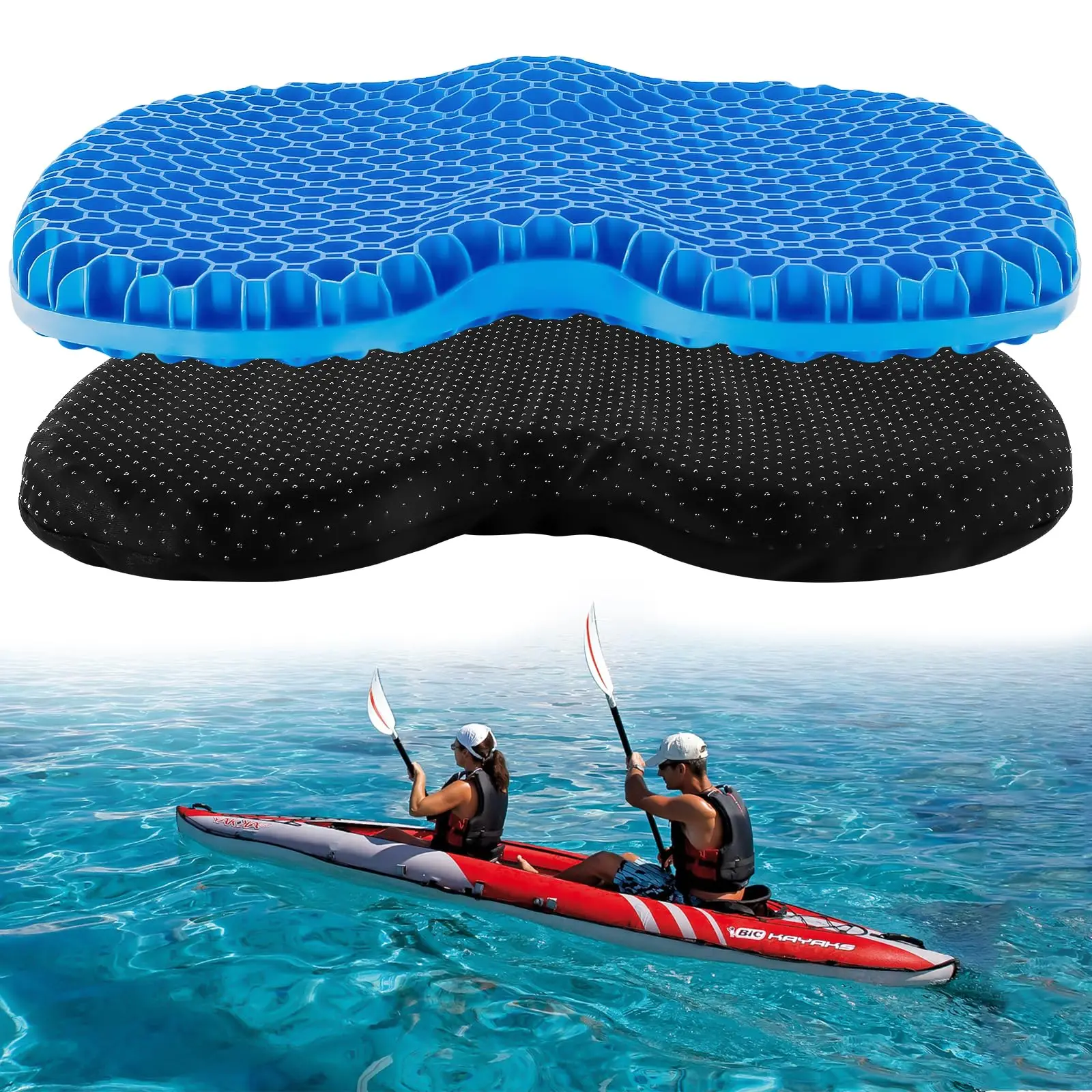 Anti-Rutsch-Kajak-Gel-Sitzkissen, dickes, wasserdichtes Ei-Sitzkissen, Kajak-Sitzpolster mit rutschfester Abdeckung zum Sitzen im Kajak Image