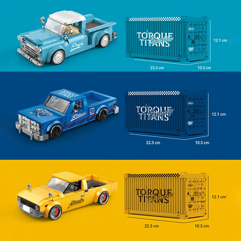 MOC Stadt Auto Retro Pickup Lkw Bausteine Technische Sport Auto Racing Fahrzeug Mit Container Box Ziegel Spielzeug für Kind Geschenke Image