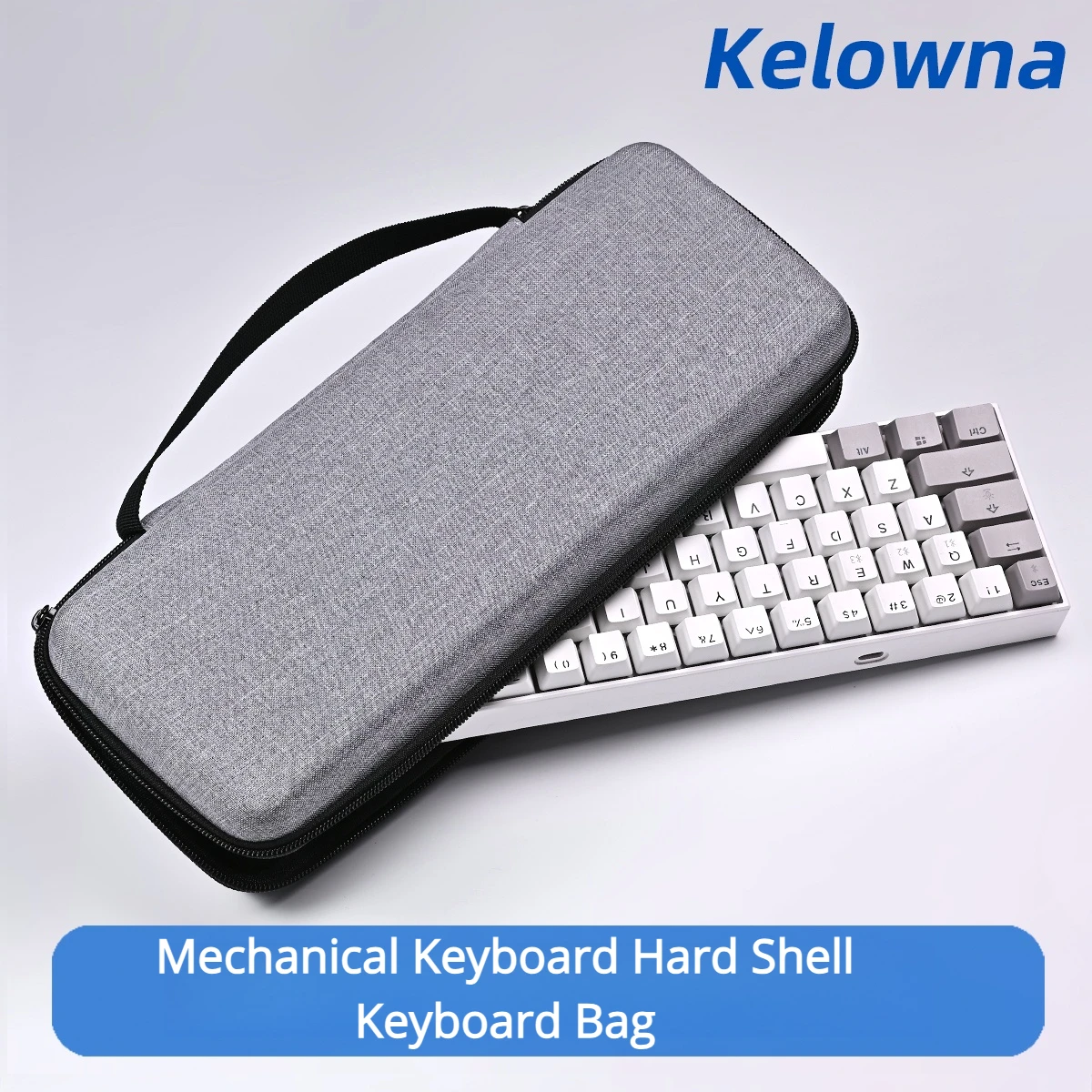 Kelowna Aufbewahrungstasche für mechanische Tastatur, grau, staubdicht, wasserdicht, stoßdämpfende Hartschale für 61/68/75 %/87 %/98 %/100 % Tastatur Image