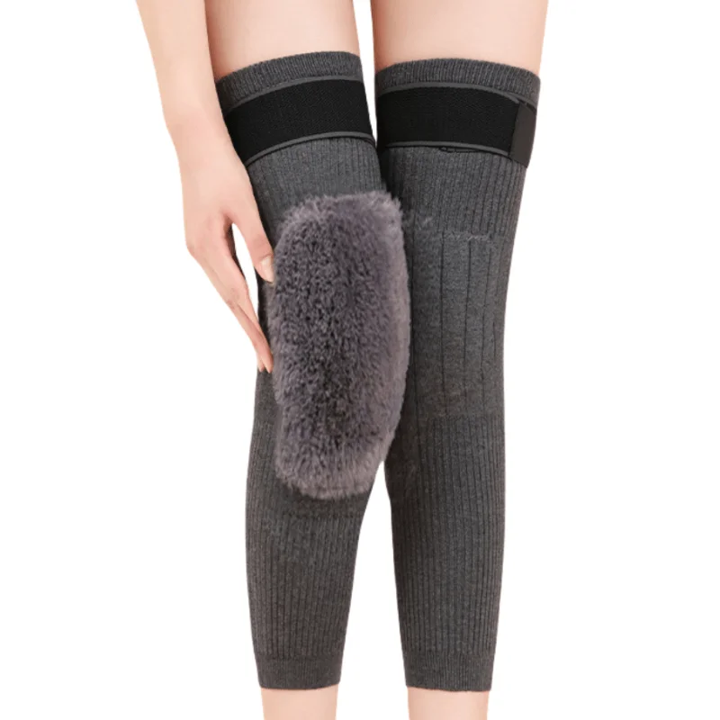 2PCS Kaschmir Wolle Knie Pads Unterstützung Klammer Winter Warme Thermische Knie Wärmer Hülse für Arthritis Schmerzen Relief Ski Radfahren Laufen Image
