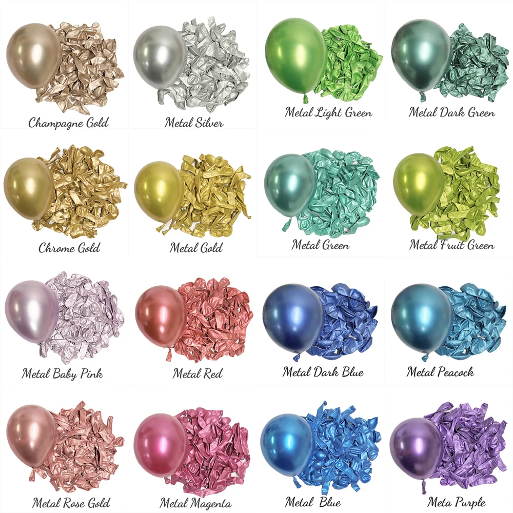5/10/18 Zoll Metall Geburtstagsballons Metallic Blau Grün Silber Chrom Roségold Ballon Babyparty Hochzeit Weihnachtsdekoration Image