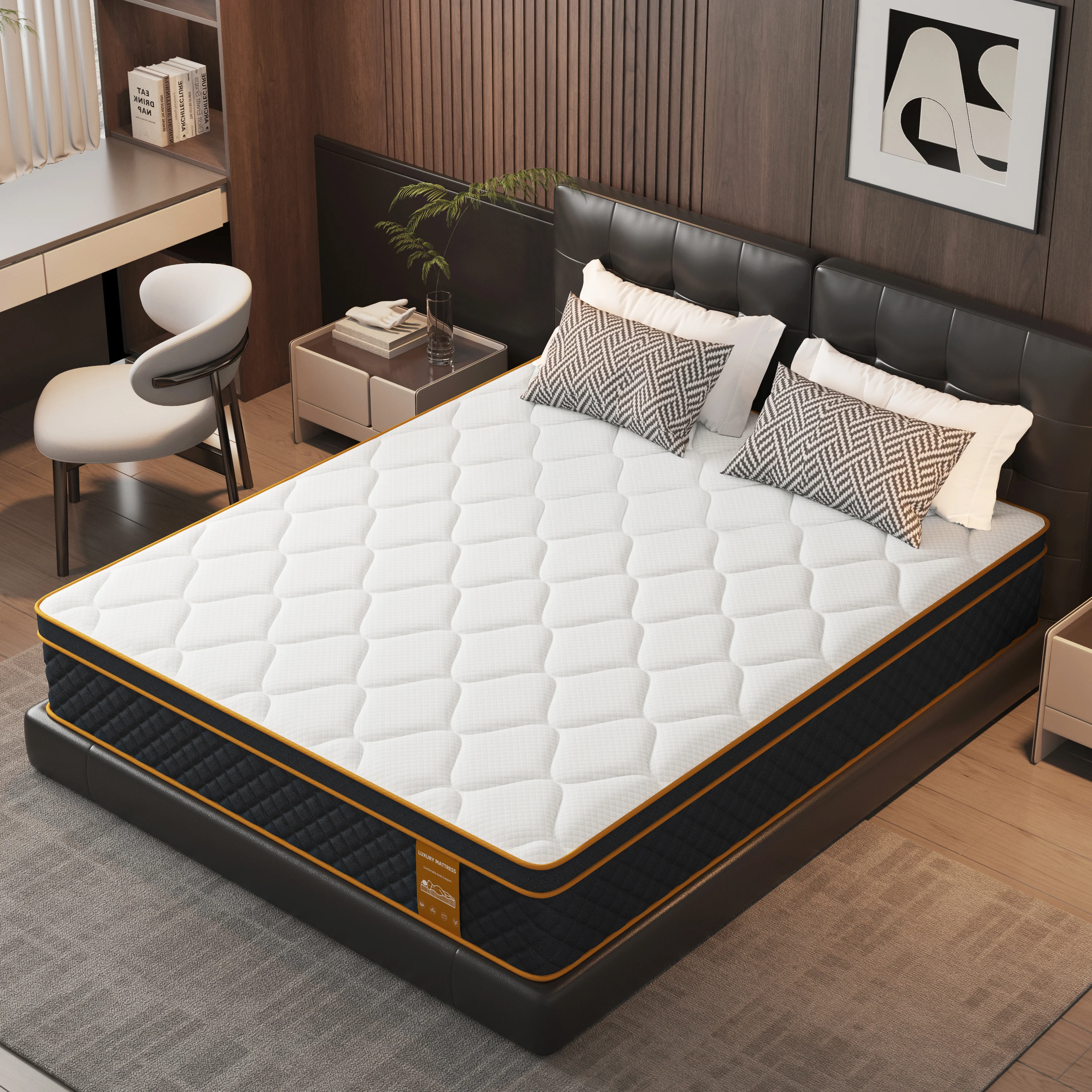 SKSBTF Taschenfederkernmatratze, 25 cm dick, Memory-Schaum-Matratzen, Hybrid, atmungsaktiv, geräuschlos, für Erwachsene, Schlafzonen, Stützbettmatten Image