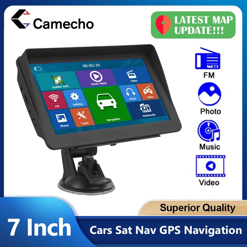 Camecho Auto GPS Navigation 7 Zoll Touchscreen GPS Navigator LKW Sonnenschirm Sat Nav 256 MB Integrierte 8 GB Europa Karte GPS Navigatoren