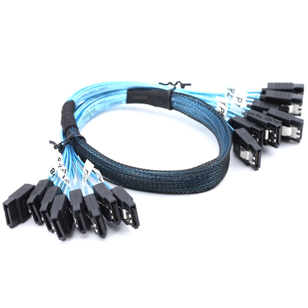8 SATA auf 8 SATA-Kabel 8 Stück Sata 3.0 auf Sata 3.0-Kabel SAS 7Pin 6 Gbit/s Datenkabel für Festplatte SSD Optisches Laufwerk Server Host Image