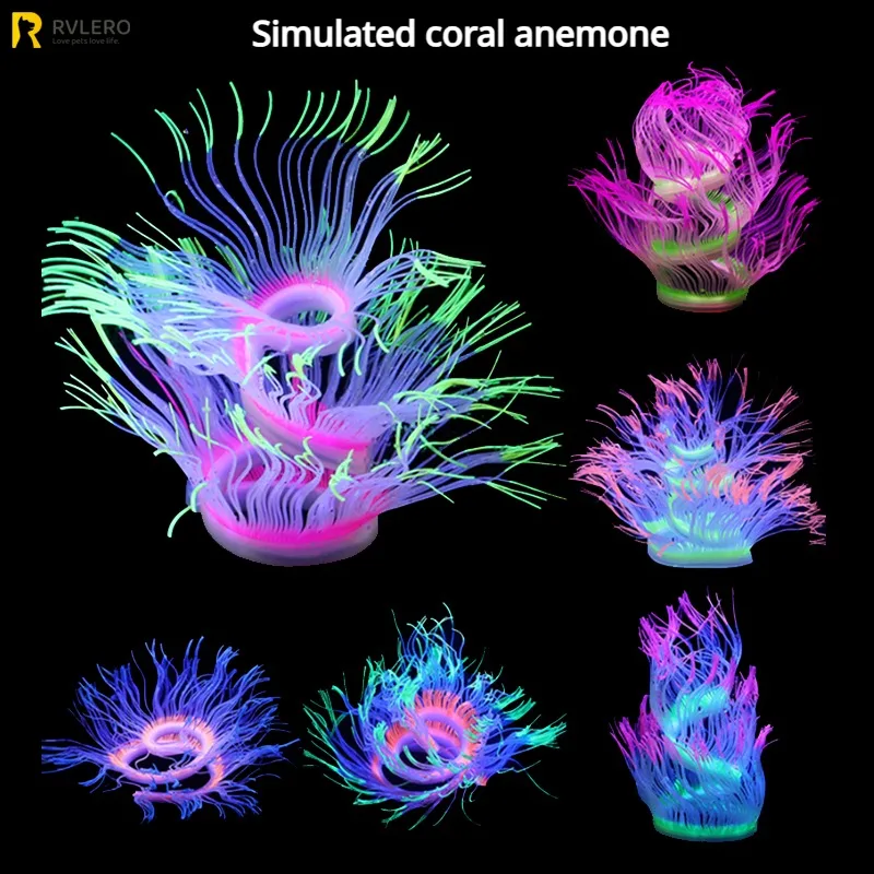Fluoreszierende Simulation Silikon Meer Anemone Aquarium Aquarium Landschaft Dekor Korallen Emulation Pflanze Dekoration Hause Ornament Image