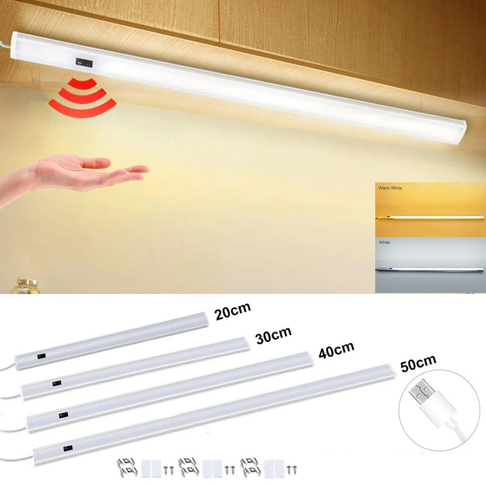 20/30/40/50cm LED unter Schrank Licht Pir Bewegungs sensor Schrank Nachtlicht für Schlafzimmer Küche USB Kleider schrank Lampe Innen beleuchtung