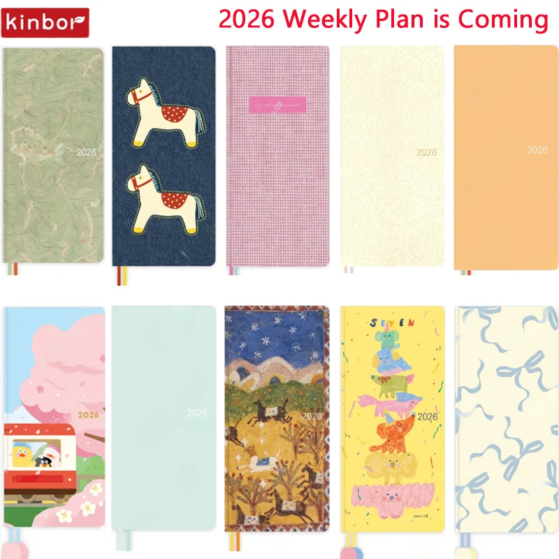 Kinbor 2026 Wochenplan-Notizbuch, 10 Muster, 78 g Papier, Monatsplan, Zeitplan, Buch, Selbstdisziplin, Todo-Liste, Planificador Mano Image