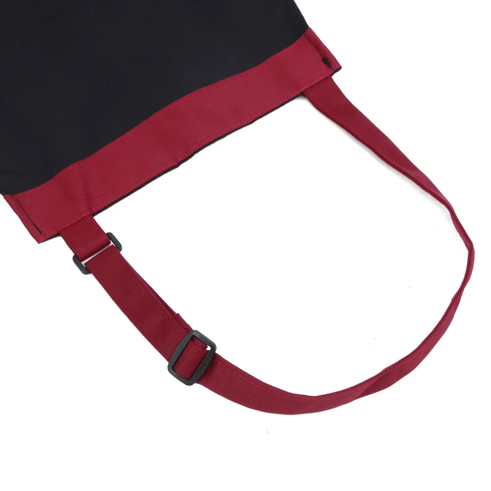 4 Stück Küchenschürze mit 2 Taschen Kellnerschürze Schwarz Rot Restaurantschürze Food Service Schürze für Hotel Restaurant Küche Image