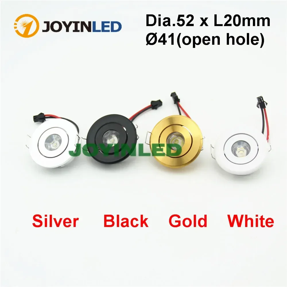 JOYINLED Nicht dimmbares LED-Einbau-Downlight in Weiß, Schwarz, Silber, Gold, 3 W, 41 mm Ausschnitt, Mini-Strahler mit Treiber, Weiß
