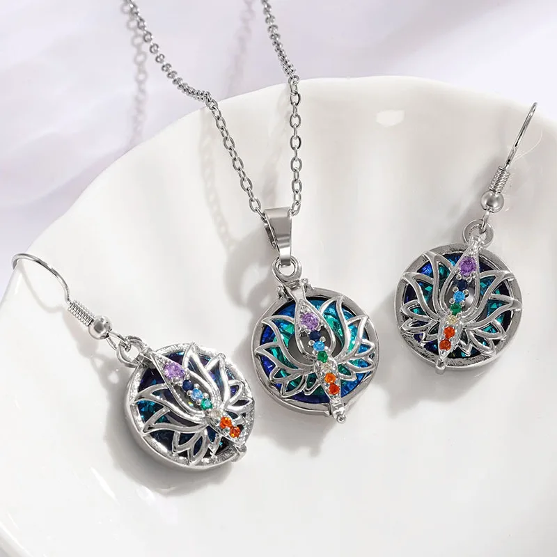 Elegante 7-Chakra-Halskette, Lotus-Anhänger, Yoga-Chakra-Heilstein-Halskette, weibliche Energie, Balance, Bankett-Schmuck, Jahrestagsgeschenk Image