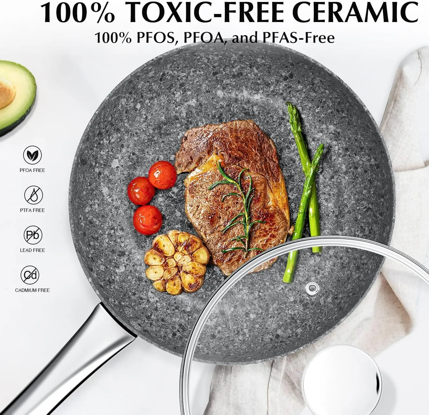 KOCH SYSTEME CS 28 cm Bratpfanne mit Deckel, antihaftbeschichtete Bratpfanne, kleine Eierpfanne, Omelettpfanne mit steingeleitter Beschichtung Image