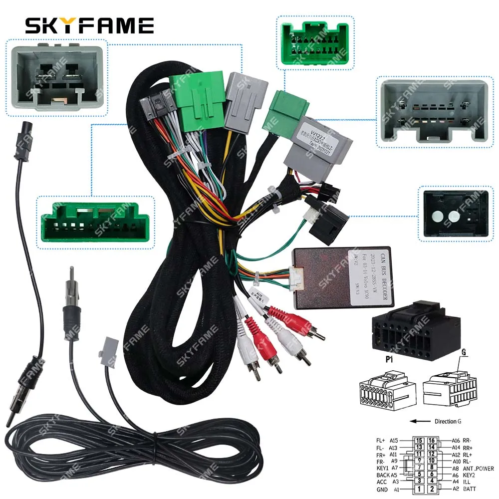 SKYFAME Auto 16pin Kabelbaum Adapter Canbus Box Decoder Android Radio Power Kabel Für Volvo XC90 Image