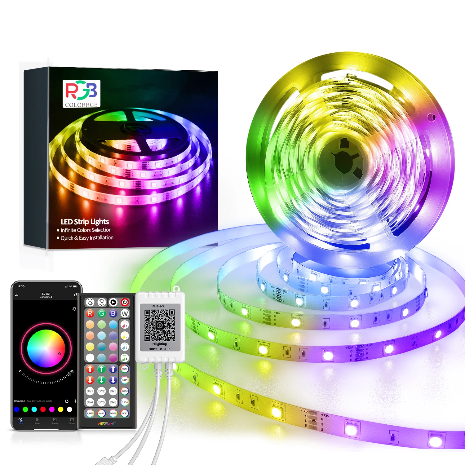 Color RGB 5M-30M LED-Streifenlicht RGB 5050 Flexibles Band fita LED-Lichtleiste RGB-Band Diode Telefon-App + Fernbedienung