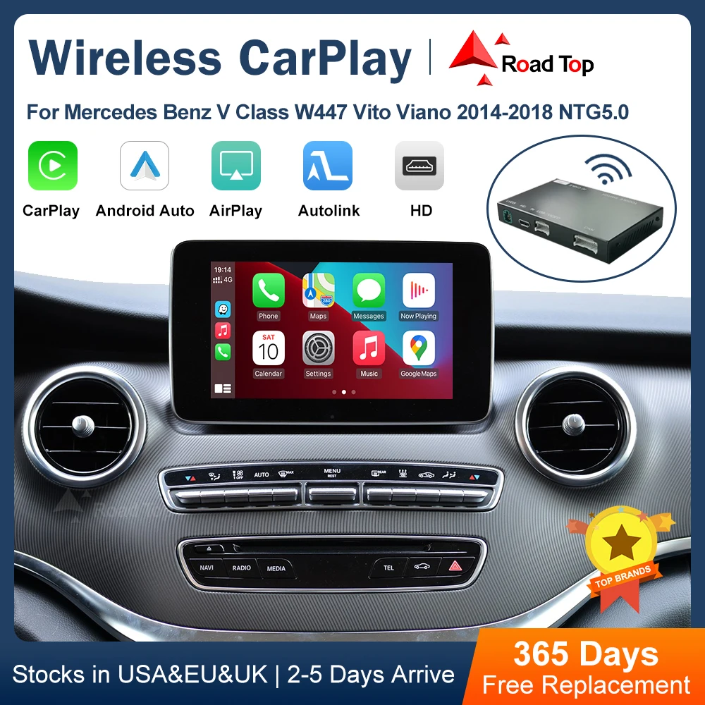 Drahtloses CarPlay für Mercedes Benz V-Klasse W447 2014–2018 Vito Viano NTG5.0 mit Android Auto Interface Link AirPlay Play Image