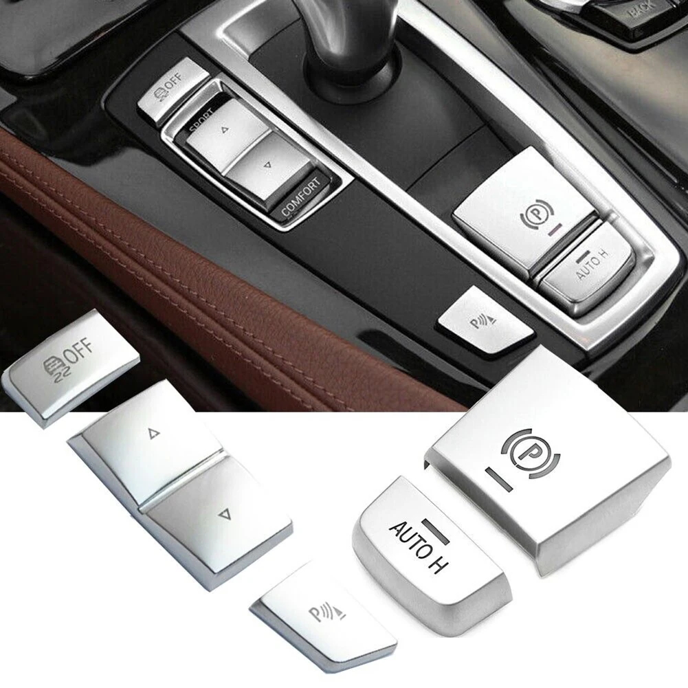 5 stücke Handbremse Variable Geschwindigkeit Panel Seite Schalter P Taste Abdeckung Auto Handbremse Taste Für BMW 5 6 Serie f10 GT F07 F13 F01 Aufkleber Image