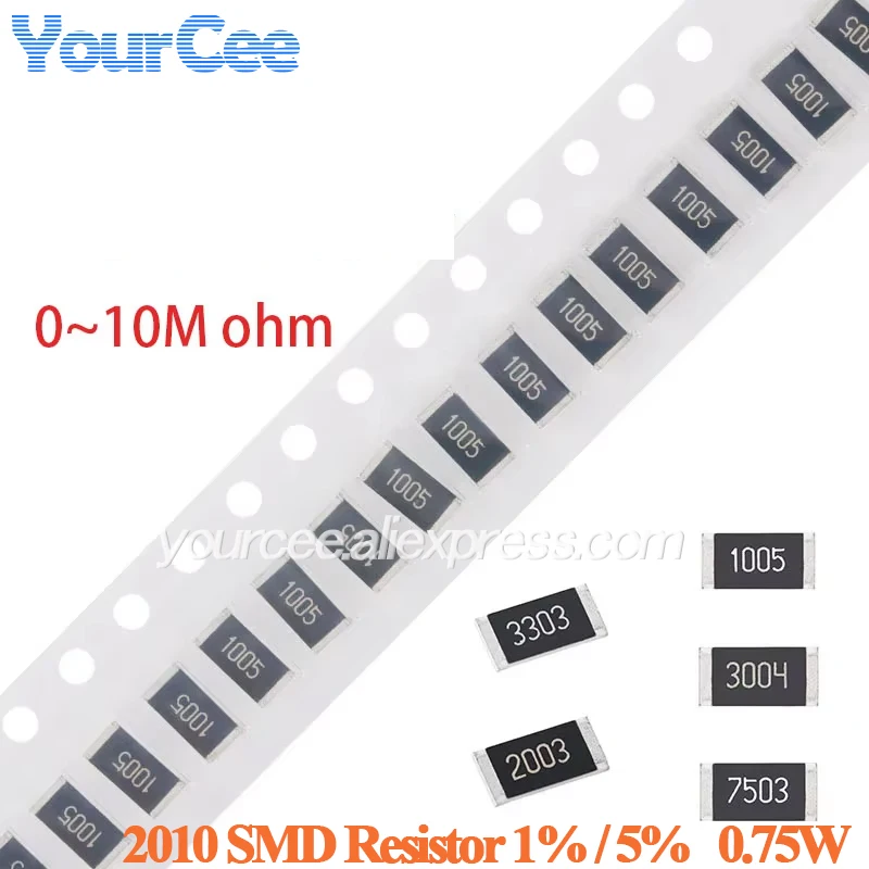 50 Stück 2010 SMD-Widerstand 1 % 5 % 0,75 W 0 ~ 10 M 0 0,1 0,2 1 2,2 5,6 6,8 10 47 51 100 200 680 820 1K 6,8K 10K 20K 30K 200K 1M 10M Ohm Image