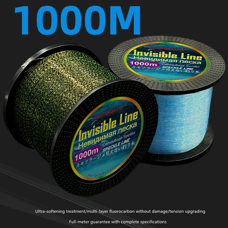 1000 m unsichtbare Angelschnur, gepunktetes Monofilament, 3D-Camouflage, sinkender Nylonfaden, japanische, gesprenkelte Karpfen-Linie mit Fluorkohlenstoffbeschichtung Image