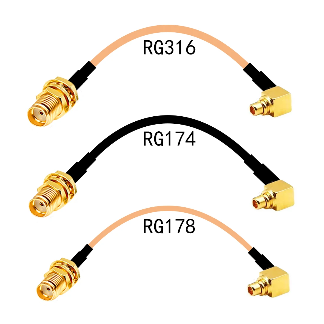 WiFI Antennenverlängerung SMA-Buchse mit Mutter, Stecker auf MMCX-Stecker, rechtwinkliger Pigtail-Kabeladapter RG174 RG178 RG316 Image