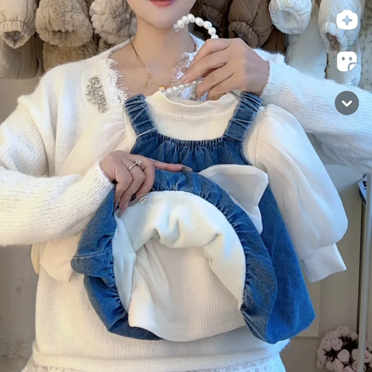 Neue kinder Samt Langarm T-shirt Rock Zwei Stück Set Herbst und Winter Baby Mädchen Cowboy Kleid Set 2025 Image