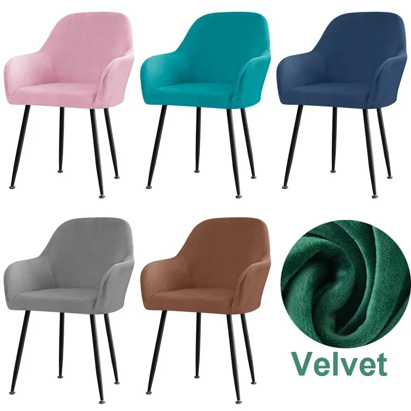 Samt-Stuhlbezug mit hohem Armlehnen, elastische Schonbezüge für Esszimmerstühle, Stoff, waschbar, für Büro, Wippstühle, Heimdekoration, Sitzbezug